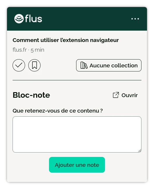 L’extension est ouverte pour afficher les informations de cet article ainsi que permettre les actions détaillées plus loin.