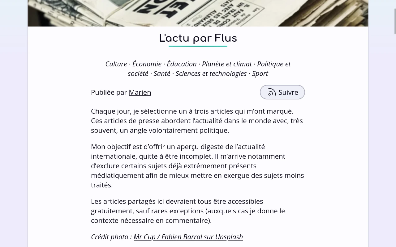 La présentation de la collection L’actu par Flus.