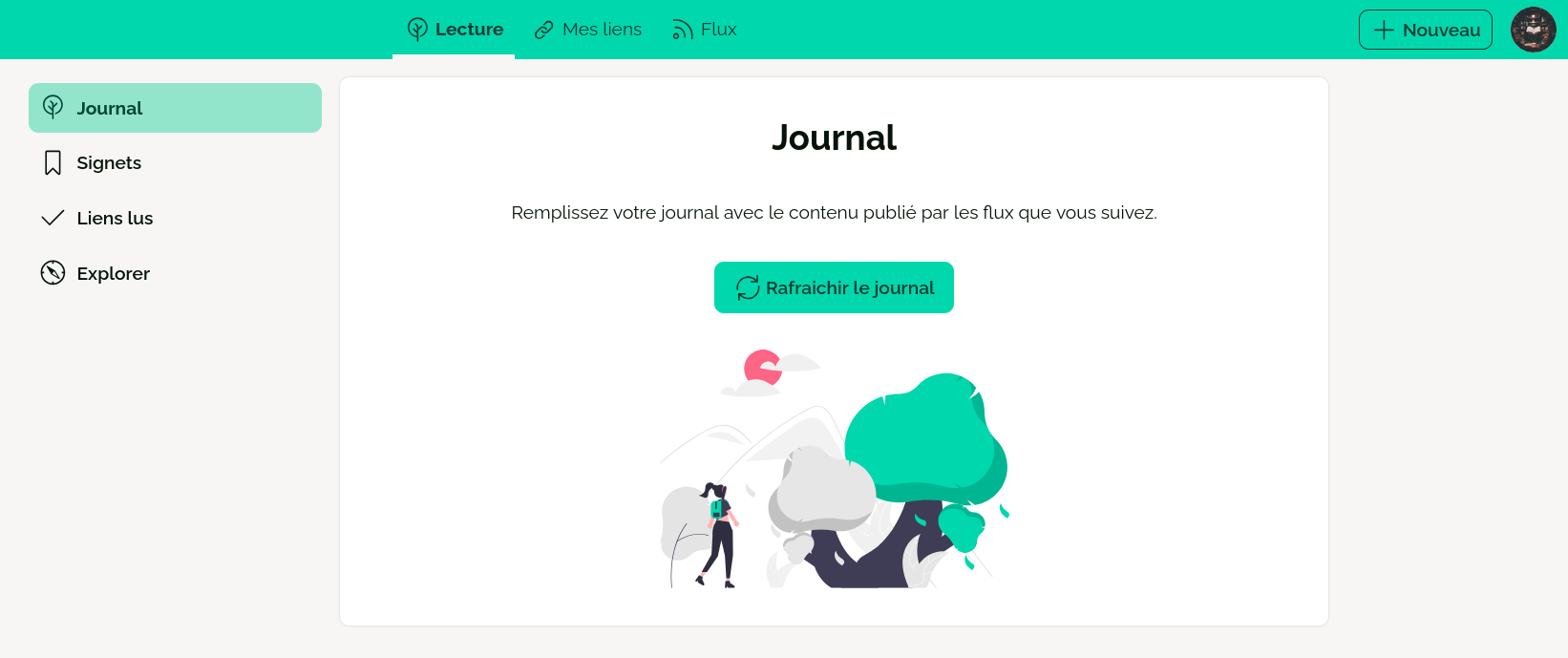 L’onglet Lecture de Flus, présentant un menu vertical et non plus horizontal.