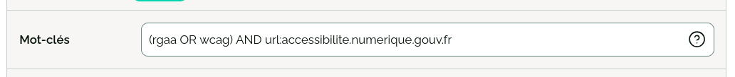 Capture d’écran montrant un champ texte de filtre.