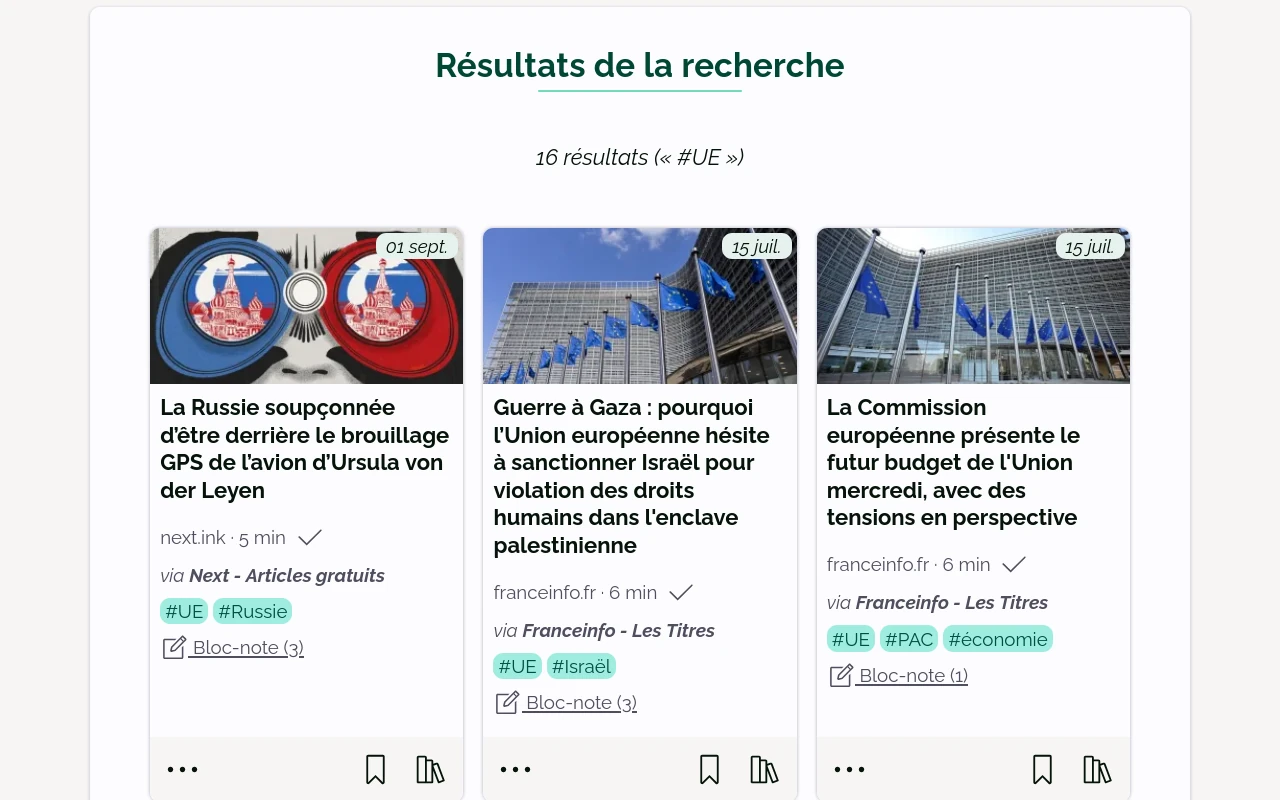 Le résultat d’une recherche sur le tag « #UE » dans Flus