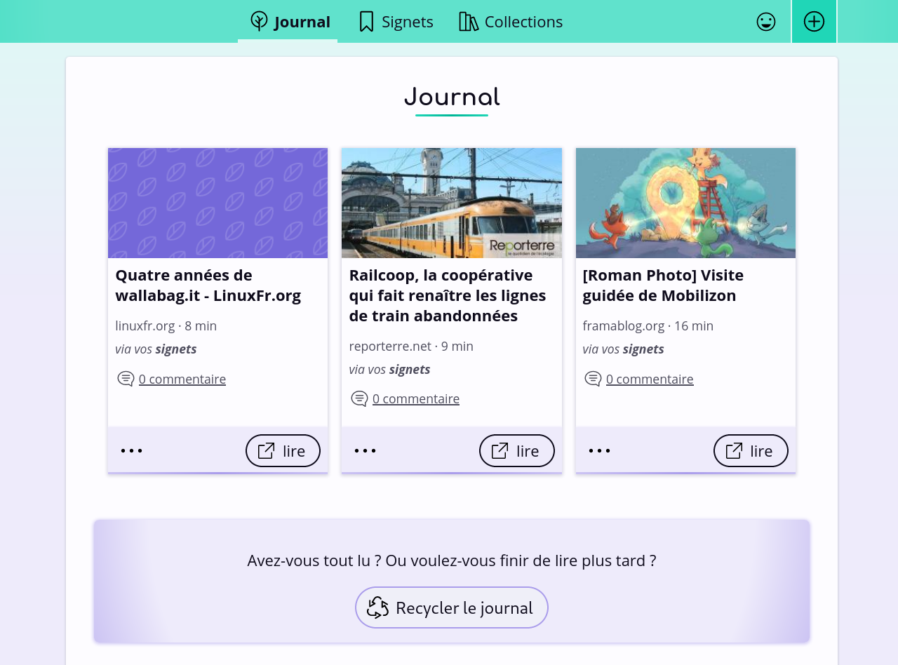Capture d’écran du journal de Flus